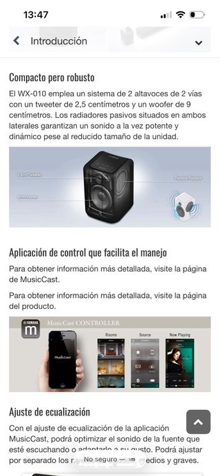 Altavoz Bluetooth Yamaha WX-010 Negro