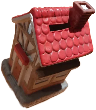 Hucha cerámica casa tejado rojo