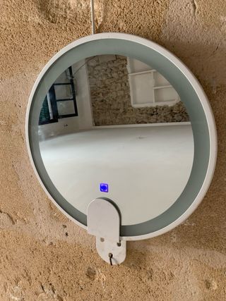 Espejo Redondo con Luz LED Dorado y Blanco