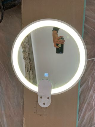 Espejo Redondo con Luz LED Dorado y Blanco