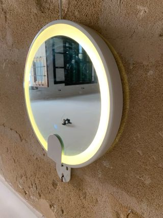 Espejo Redondo con Luz LED Dorado y Blanco