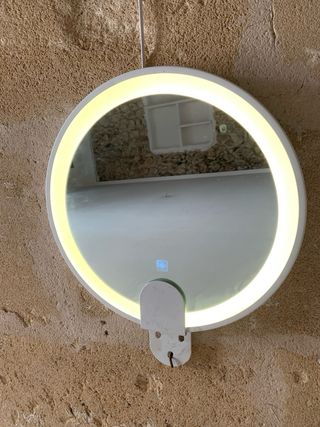 Espejo Redondo con Luz LED Dorado y Blanco