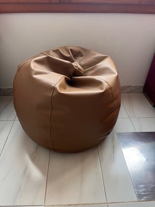 Puf Marrón Piel Sintética