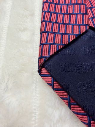 Corbata Cafe Coton Azul y Roja