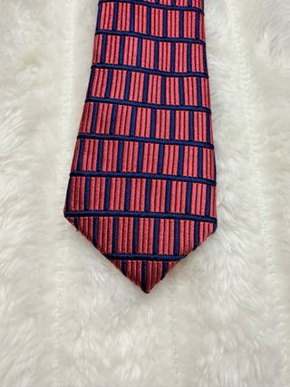Corbata Cafe Coton Azul y Roja