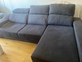 Sofá chaise longue gris tela