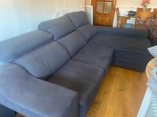 Sofá chaise longue gris tela