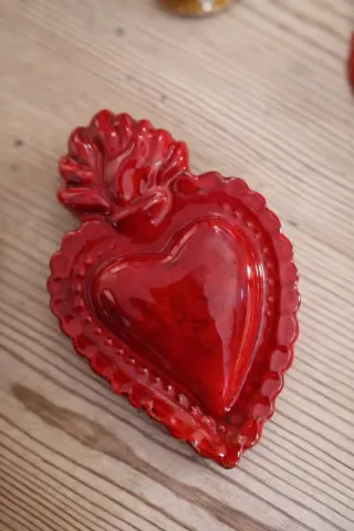 Cuore Sacro Ceramica Rosso 15cm