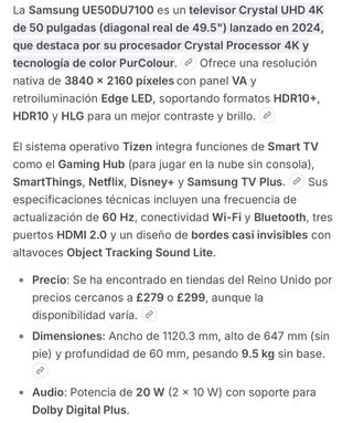 Samsung Crystal UHD DU7100 50 2024