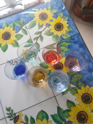 Set 6 Bicchieri Vetro Colorati