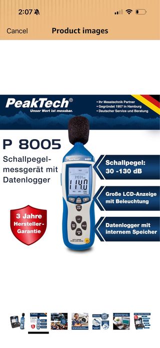 PeakTech 8005 – Class 2 Sound Level Meter with Rec
