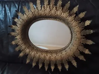Specchio Sole in metallo color oro