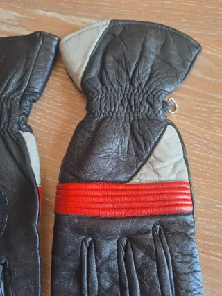 Guantes Moto Retro Vintage Negro Rojo