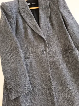 Chaqueta Zara jaspeada gris y azul