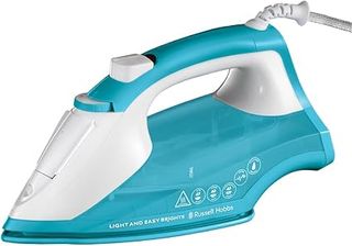 Russell Hobbs Plancha ropa vapor, 2400 W, golpe vapor 115 g/min, Light&Easy Brights Aqua, cerámica con acondicionador, vapor aut