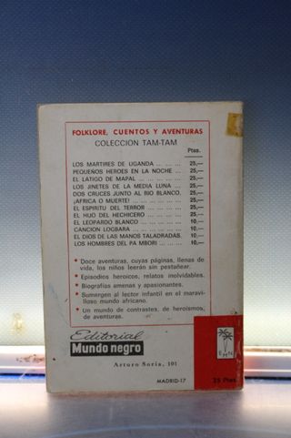 Novela pulp, Los Mártires de Uganda de Giuseppe Beduschi. Ed. Mundo Negro, 1970.