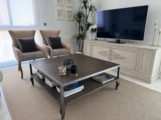 Mesa Centro Madera Marrón 110x110 - Diseño Luxury