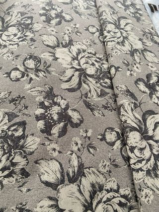 Tessuto Cotone Fantasia Floreale Grigio Bianco