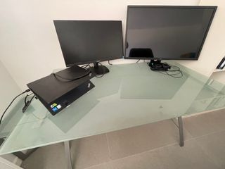 Escritorio Cristal y Mesita Auxiliar