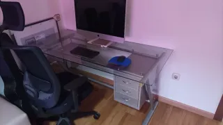 Mesa de oficina cristal y acero