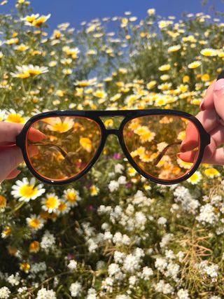 Gafas de sol aviador negras y naranjas