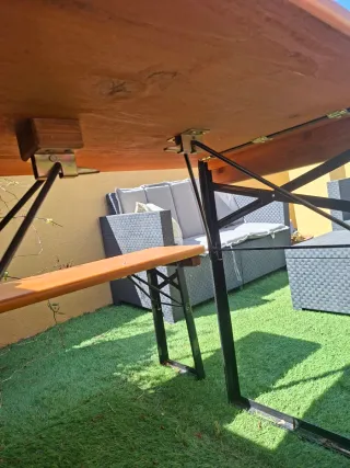 2 Mesas Plegables Madera y Hierro