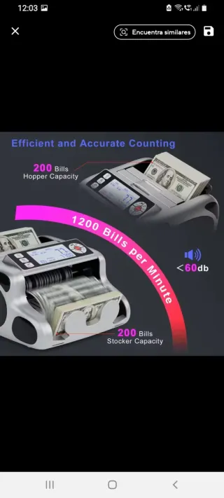 Máquina Contadora de Billetes y Detector Falsos