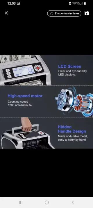 Máquina Contadora de Billetes y Detector Falsos