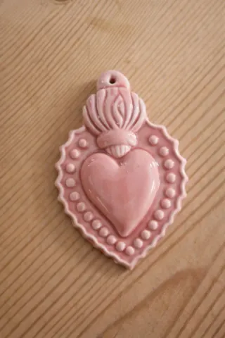 Bellissimo Cuore Sacro Ceramica Rosa 12cm