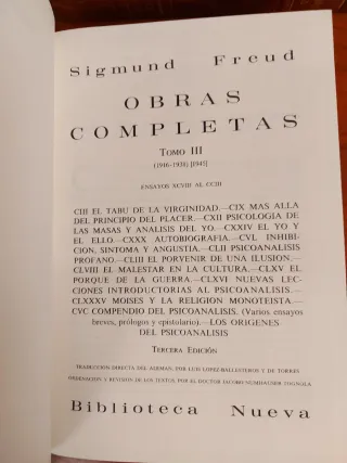 S. Freud, Obras completas. Biblioteca Nueva, 1973.