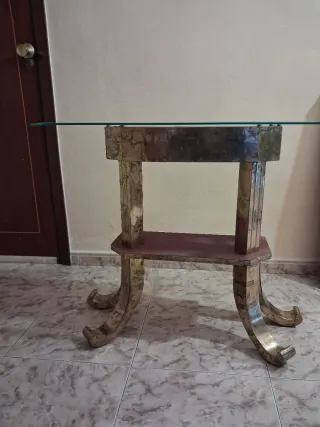 Mesa consola dorada cristal