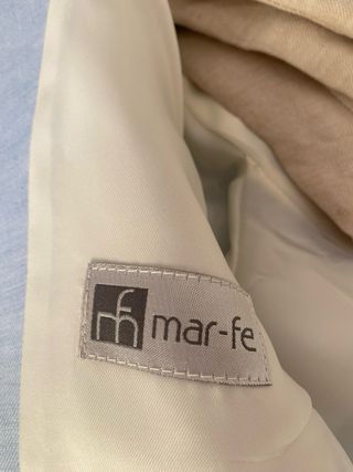 Traje Comunión Lino Niño Azul y Beige.  Talla 11