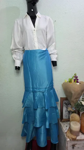 Falda flamenca azul talla única