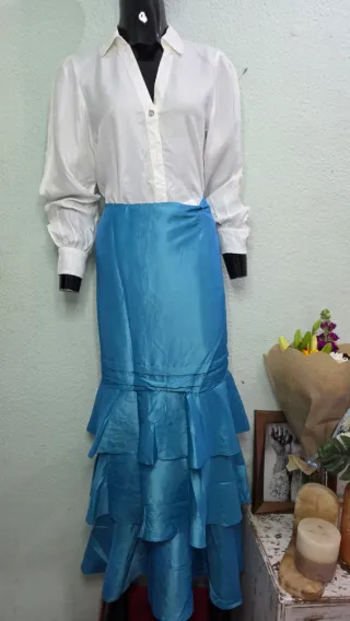 Falda flamenca azul talla única