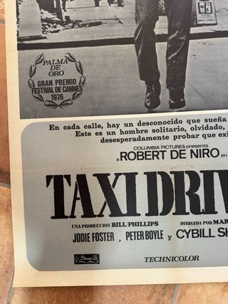 Cartel original estreno Taxi Driver (1976)