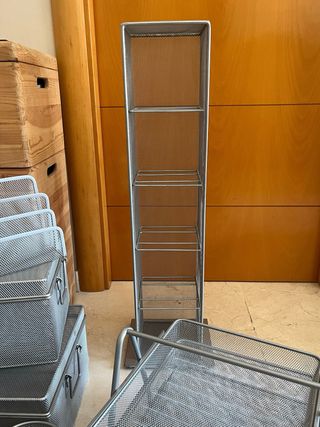 Organizadores de oficina metálicos plateados