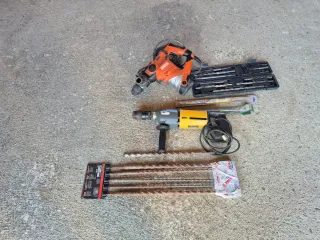 Taladro y  taladro percutor con brocas