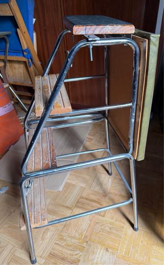 Taburete Escalera Metálico Madera vintage