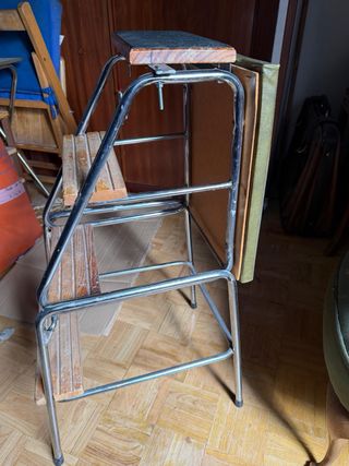 Taburete Escalera Metálico Madera vintage