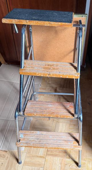 Taburete Escalera Metálico Madera vintage