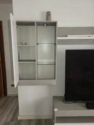 Conjunto Muebles Comedor Gris y Blanco