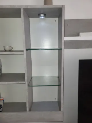 Conjunto Muebles Comedor Gris y Blanco