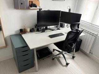 Mesa Oficina/Gaming Ikea Gris/Blanca