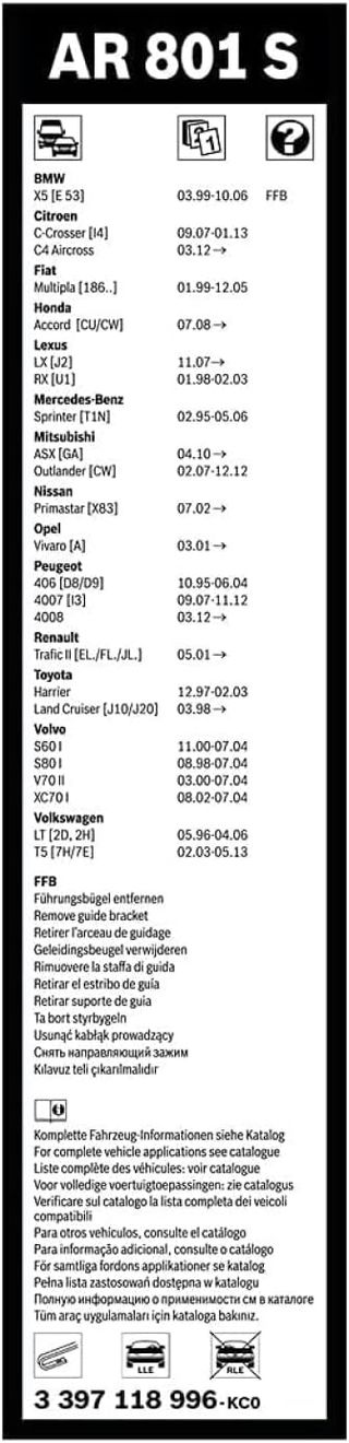 Bosch AR801S - escobilla limpiaparabrisas Aerotwin