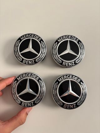 4 Tapabujes Mercedes Benz 75mm negro nuevos