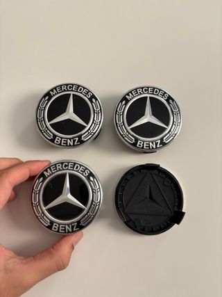 4 Tapabujes Mercedes Benz 75mm negro nuevos