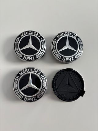 4 Tapabujes Mercedes Benz 75mm negro nuevos