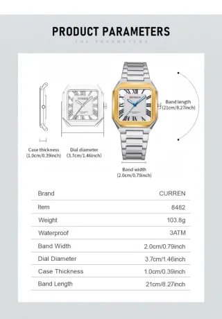 Reloj CURREN Hombre Oro y Plata