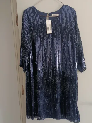 Vestido fiesta lentejuelas Molly Bracken azul M