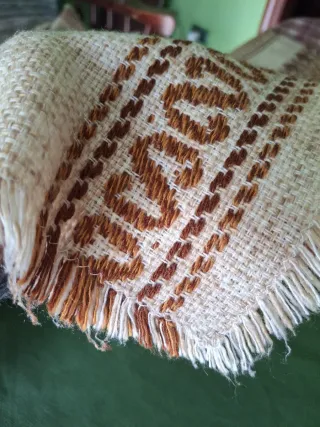 Due Runner da tavola vintage beige e marrone